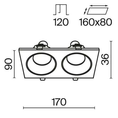 Встраиваемый светильник Zoom GU10 2x10Вт IP 65 (Черный) - фото 2