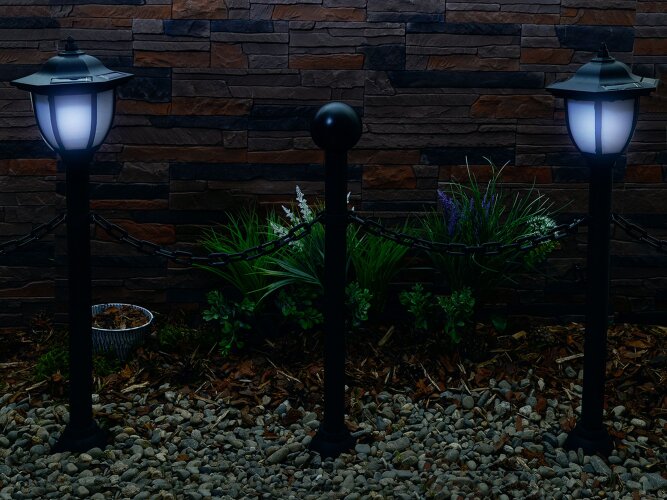 USL-S-181-PT720 LANTERN SET02 Садовый светильник на солнечной батарее Фонари, набор из 2 шт, Белый свет, 1xАА Ni-Mh аккумулятор в-к, IP44. - фото 2