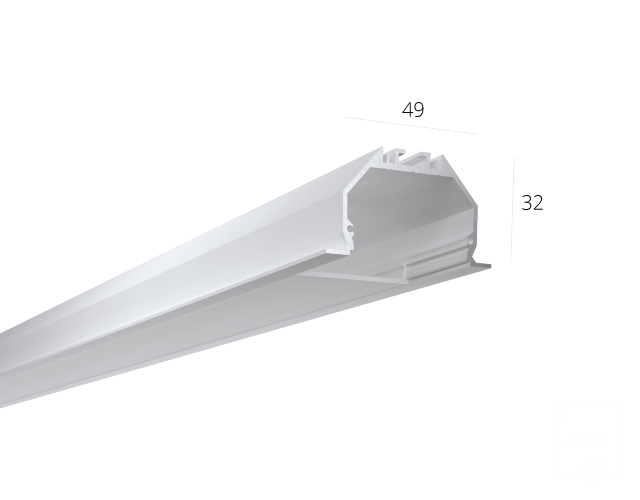 Алюминиевый LED профиль LINE 4932 IN ral9003 LT70 (с экраном) — 2500мм - фото 1