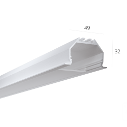 Алюминиевый LED профиль LINE 4932 IN ral9003 LT70 (с экраном) — 2500мм