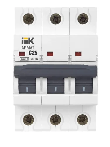 Выключатель автоматический модульный 3п C 25А M06N ARMAT IEK AR-M06N-3-C025 - фото 2