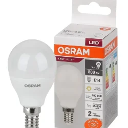 Лампа светодиодная LV 10SW/3000K (=75W) E14 | LED Value 2Y | Шарик | - OSRAM