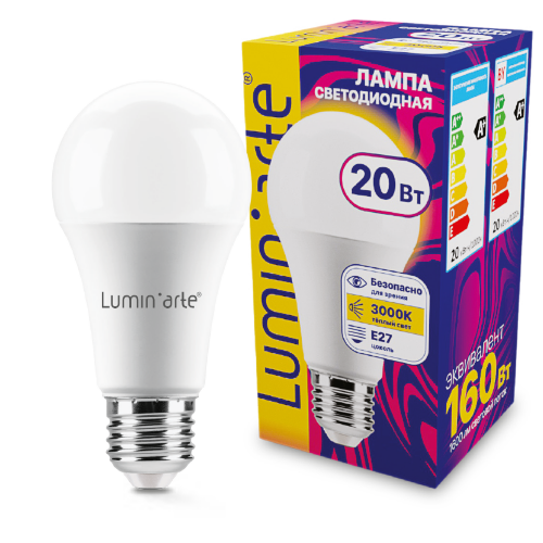 Светодиодная лампа Luminarte LSTD-A60-20W3KE27 20Вт 3000K E27 - фото.