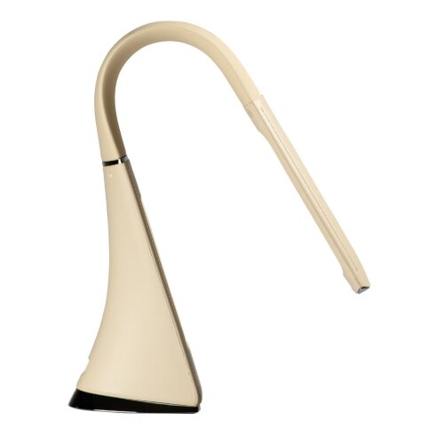 TLD-542 Cream-LED-300Lm-5000K-Dimmer Светильник настольный c часами, календарем, термометром, 5W, Сенсорный выключатель, Кремовый стилизован под кожу. - фото 2