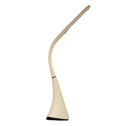 TLD-542 Cream-LED-300Lm-5000K-Dimmer Светильник настольный c часами, календарем, термометром, 5W, Сенсорный выключатель, Кремовый стилизован под кожу.