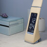 TLD-542 Cream-LED-300Lm-5000K-Dimmer Светильник настольный c часами, календарем, термометром, 5W, Сенсорный выключатель, Кремовый стилизован под кожу. - фото 14