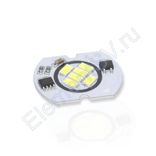 Светодиодная матрица 5730, 6 led, 220V, 6W, Ф32mm, D140, white - фото.