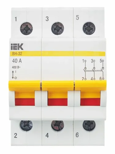 Выключатель нагрузки (мини-рубильник) 3п 40А ВН-32 KARAT IEK MNV10-3-040 - фото 2