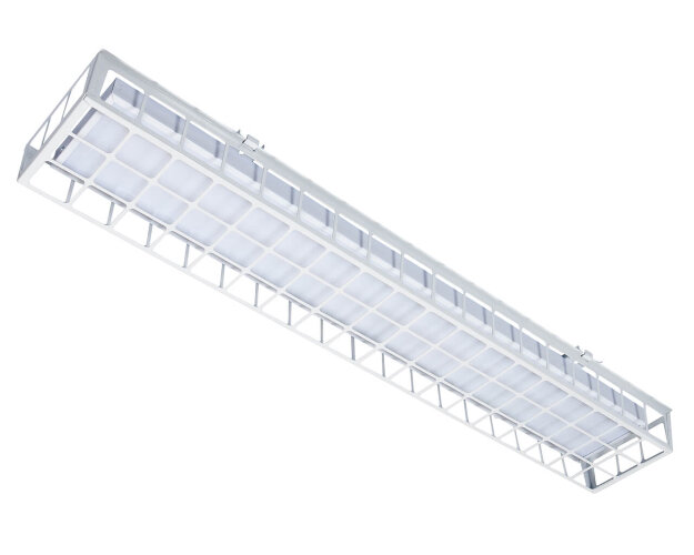 Накладной светодиодный светильник для спортзалов с защитной решеткой 80 Вт IP44 1280x250x95 мм 4000К Опал - фото