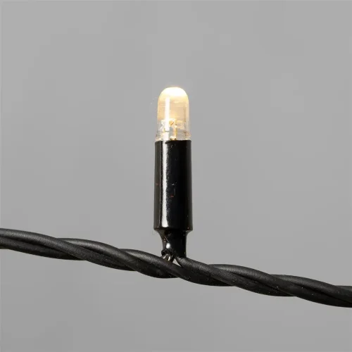 Гирлянда Нить 10м Тепло-Белая с Мерцанием Белого Диода 220В, 100 LED, Провод Черный Каучук 2,3мм, IP65. Фото 2.