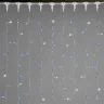 Гирлянда Занавес 2 x 2 м Синий с Мерцанием Белого Диода 220В, 400 LED, Провод Прозрачный ПВХ, IP54. Фото 1.