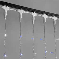 Гирлянда Занавес 2 x 2 м Синий с Мерцанием Белого Диода 220В, 400 LED, Провод Прозрачный ПВХ, IP54