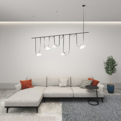 Cветильник для трека-ремня Belty, серия Flow, со светодиодом, D220*H117мм, 48V DC, 24W, RA90, 120°, 4000K, IP20, белый с черным, алюминий, Denkirs DK5560-WH+BK