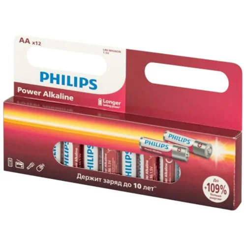 Элемент питания алкалиновый AA/LR6 1.5В Power (блист. 12шт) Philips Б0064661 - фото
