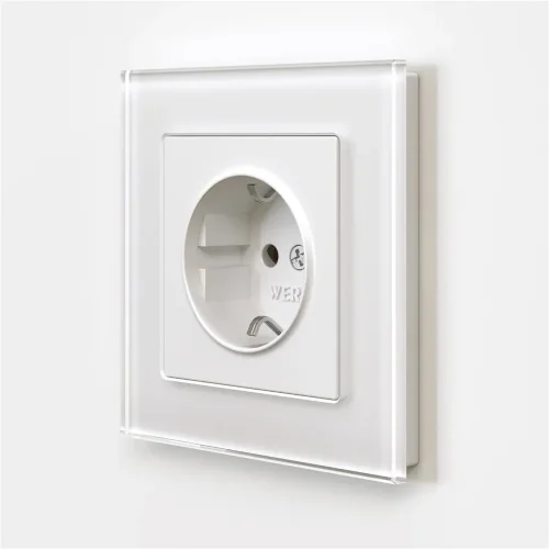 Розетка с заземлением и шторками (белый матовый) W1171161 - фото 2