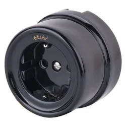 Розетка с заземлением черный ретро W5671008