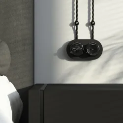 Розетка с заземлением черный ретро W5671008