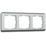 Рамка из поликарбоната на 3 поста Stream серебряный W0032106 - фото