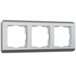 Рамка из поликарбоната на 3 поста Stream серебряный W0032106