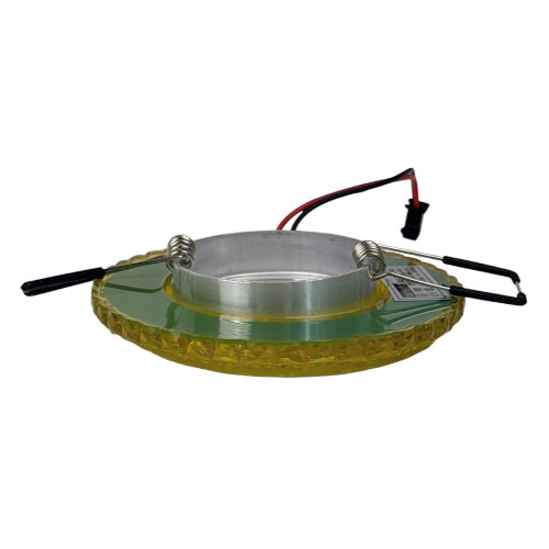 DLS-L143 GU5.3 GLASSY-GOLD Светильник декоративный встраиваемый, серия Luciole, Без лампы, цоколь GU5.3, Доп, светодиодная подсветка 3Вт, Стекло, Зеркальный-светло-желтый - фото 4