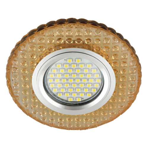 DLS-L143 GU5.3 GLASSY-GOLD Светильник декоративный встраиваемый, серия Luciole, Без лампы, цоколь GU5.3, Доп, светодиодная подсветка 3Вт, Стекло, Зеркальный-светло-желтый - фото 5