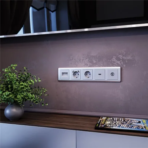 Розетка с заземлением, шторками и USBх2 серебряный W1171506 - фото 4