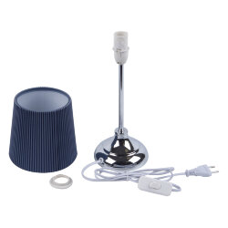 UML-B309 E14 CHROME-DARK BLUE Светильник настольный декоративный под лампу Е14, 40W, Механический выключатель, Хром-Темно-синий