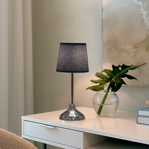 UML-B309 E14 CHROME-DARK BLUE Светильник настольный декоративный под лампу Е14, 40W, Механический выключатель, Хром-Темно-синий - фото 5