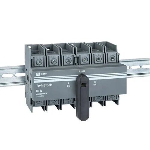 Рубильник 3п 80А реверсивный с рукояткой управления для прямой установки TwinBlock EKF tb-s-80-3p-rev - фото 3