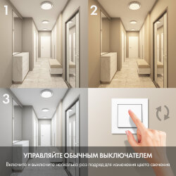 Накладной светильник со встроенным светодиодом, 50W, IP 20, 3000K - 6500K, управление пульт Д/У (в комплекте) и Wi-Fi 2,4 Ггц. Эко система Smart Life, Яндекс.Алиса, белый, металл, полимер, Denkirs DK6516-WH