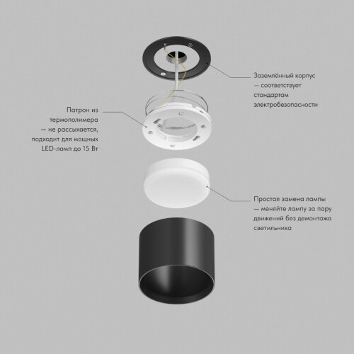 Накладной светильник Denkirs Pillar | ПИЛЛАР DK-DH2600-BK. Фото 3