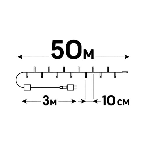 ULD-S5000-500-DBA-RC WH IP44 Гирлянда светодиодная, 50м, 500 светодиодов, Белый свет, Пульт ДУ в-к, Провод черный - фото 9