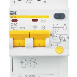 Выключатель автоматический дифференциального тока 2п C 50А 30мА тип AC 4.5кА АД-12 KARAT IEK MAD10-2-050-C-030