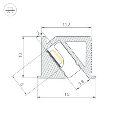 Профиль SL-BEVEL-Н10-F14-2000 ANOD OLIVE GREY (Arlight, Алюминий) 038200