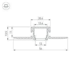Профиль PDS-F-HIDE-2000 (Arlight, Алюминий)
