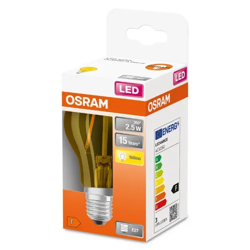 Лампа светодиодная филаментная жёлтая 2.5W (=15W) E27 | LED STAR 3Y | - OSRAM. Фото 2