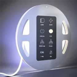 Светодиодная лента Ultra 24В COB 8Вт/м 4000К 5м IP 20 201072 (Белый)