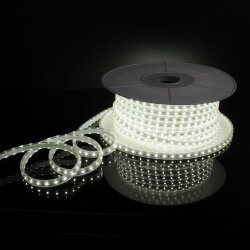 Светодиодная лента 220 В 8 Вт/м 60 Led/м 2835 IP65, холодный белый 6500K, 50 м Лента светодиодная 220V 8W 60Led 2835 IP65 холодный белый, 50 м