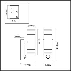 Уличный фасадный светильник «ODEON LIGHT» 6605/2W, серия: MOTTO (крепление на планке) - Датчик движения и датчик освещенности