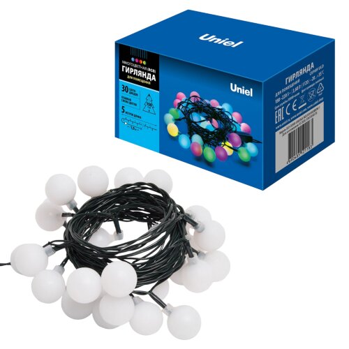 ULD-S0500-030-DGA RGB IP20 RAINBOW-1 Гирлянда светодиодная Радуга-1, 5м, 30 светодиодов, RGB свет, Провод зеленый - фото 7