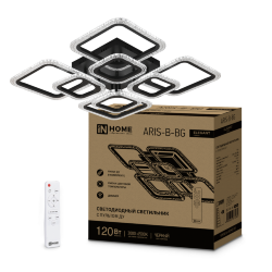 Люстра светодиодная ELEGANT ARIS-B-BG 120Вт 230В 3000-6500K 8400Лм 585х585х115мм ДУ черный IN HOME