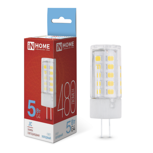 Лампа светодиодная LED-JC 5Вт 12В G4 6500К 480Лм IN HOME - Фото