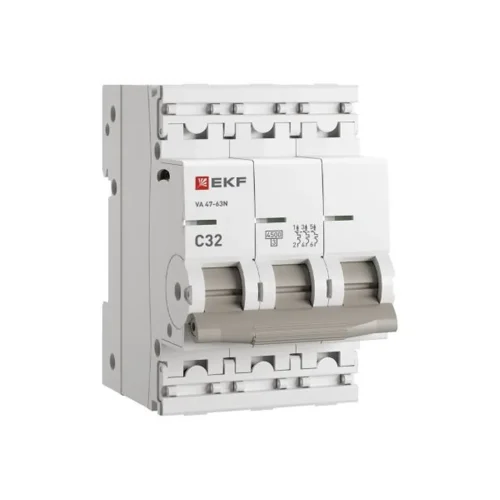 Выключатель автоматический модульный 3п C 32А 4.5кА ВА 47-63N PROxima EKF M634332C - фото