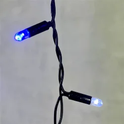 Гирлянда Бахрома с Колпачком 3,1 x 0,5 м Синяя с Мерцанием Белого Диода 220В, 120 LED, Провод Черный ПВХ, IP65