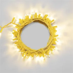 Гирлянда Нить 10м Тепло-Белая 24В, 100 LED, Провод Золотой Каучук 2,3мм, IP65