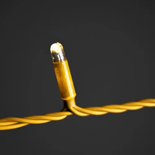 Гирлянда Нить 10м Тепло-Белая 24В, 100 LED, Провод Золотой Каучук 2,3мм, IP65. Фото 5.