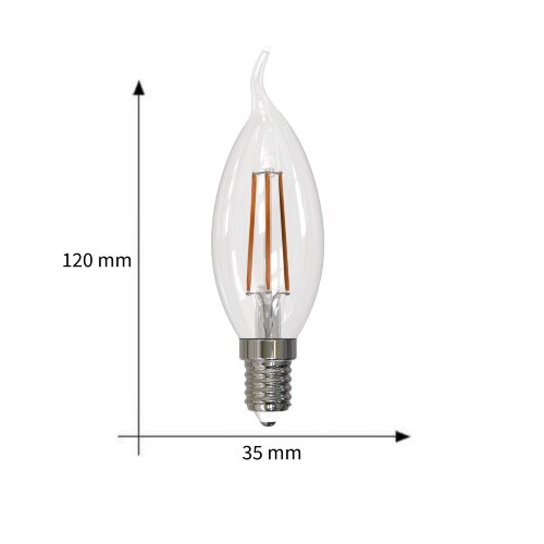 LED-CW35-9W-3000K-E14-CL-DIM GLA01TR Лампа светодиодная диммируемая, Форма свеча на ветру, прозрачная, Серия Air, Теплый белый свет 3000K. - фото 4