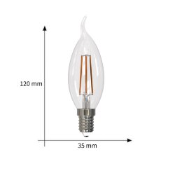 LED-CW35-9W-3000K-E14-CL-DIM GLA01TR Лампа светодиодная диммируемая, Форма свеча на ветру, прозрачная, Серия Air, Теплый белый свет 3000K.