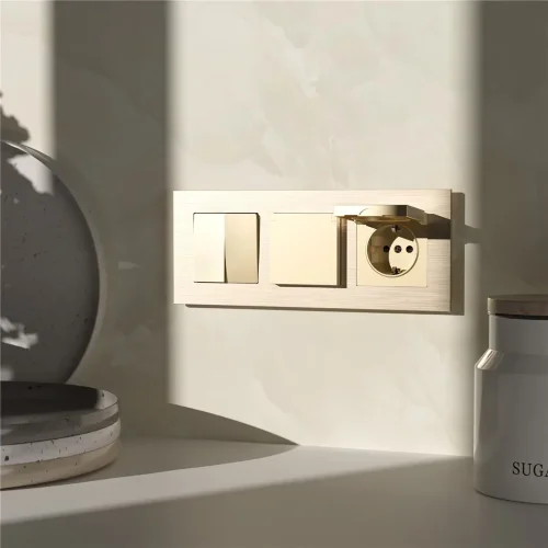 Розетка влагозащ. с зазем. с защит. крышкой и шторками N (шампань) W1171211 - фото 2