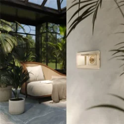 Розетка влагозащ. с зазем. с защит. крышкой и шторками N (шампань) W1171211